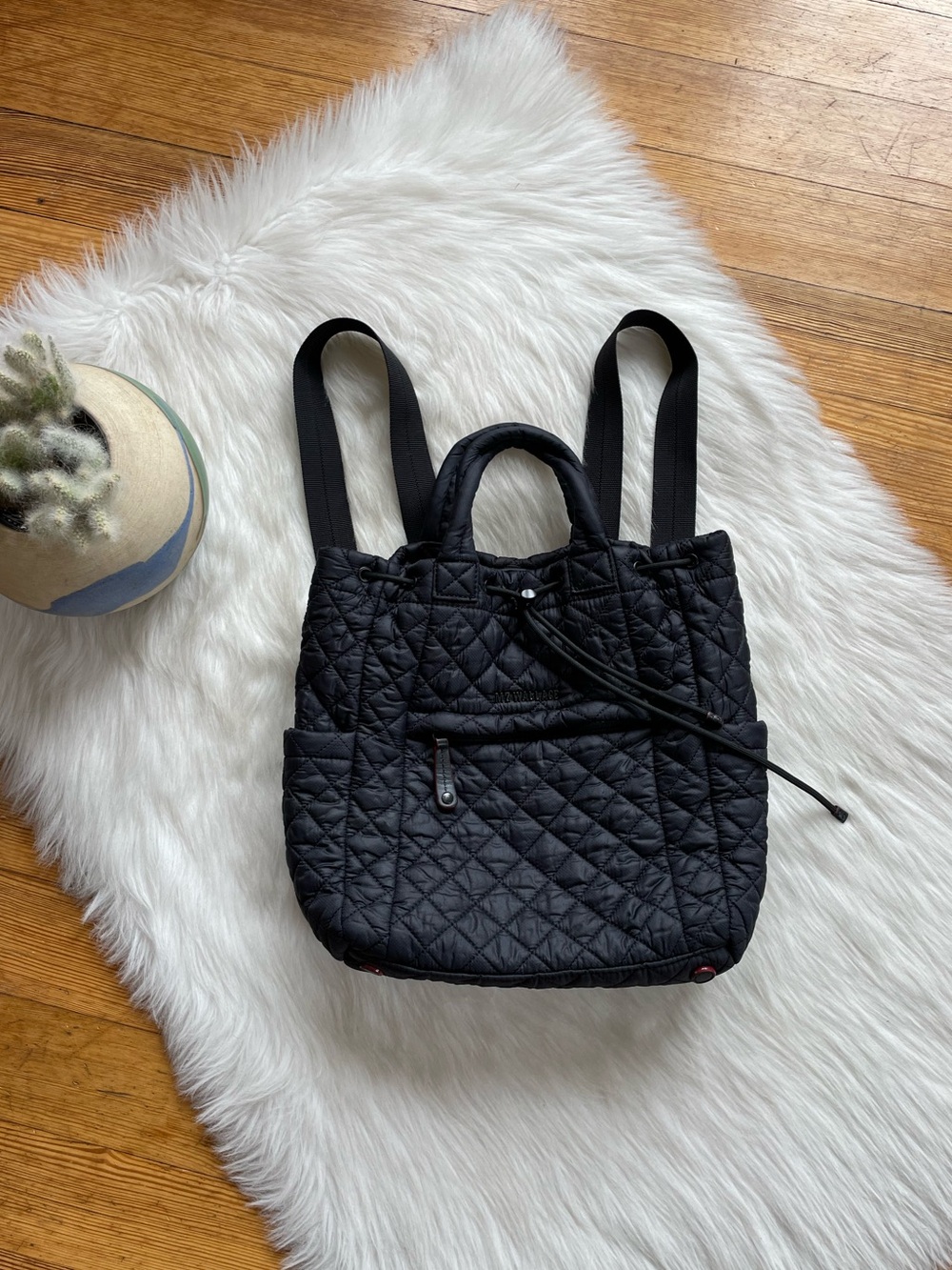 MZ Wallace quilted black backpack